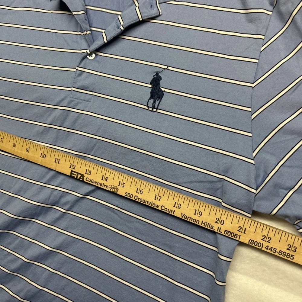 Polo Ralph Lauren Short Sleeve Shirt M Blue White Striped Big‎ Pony Custom Fit